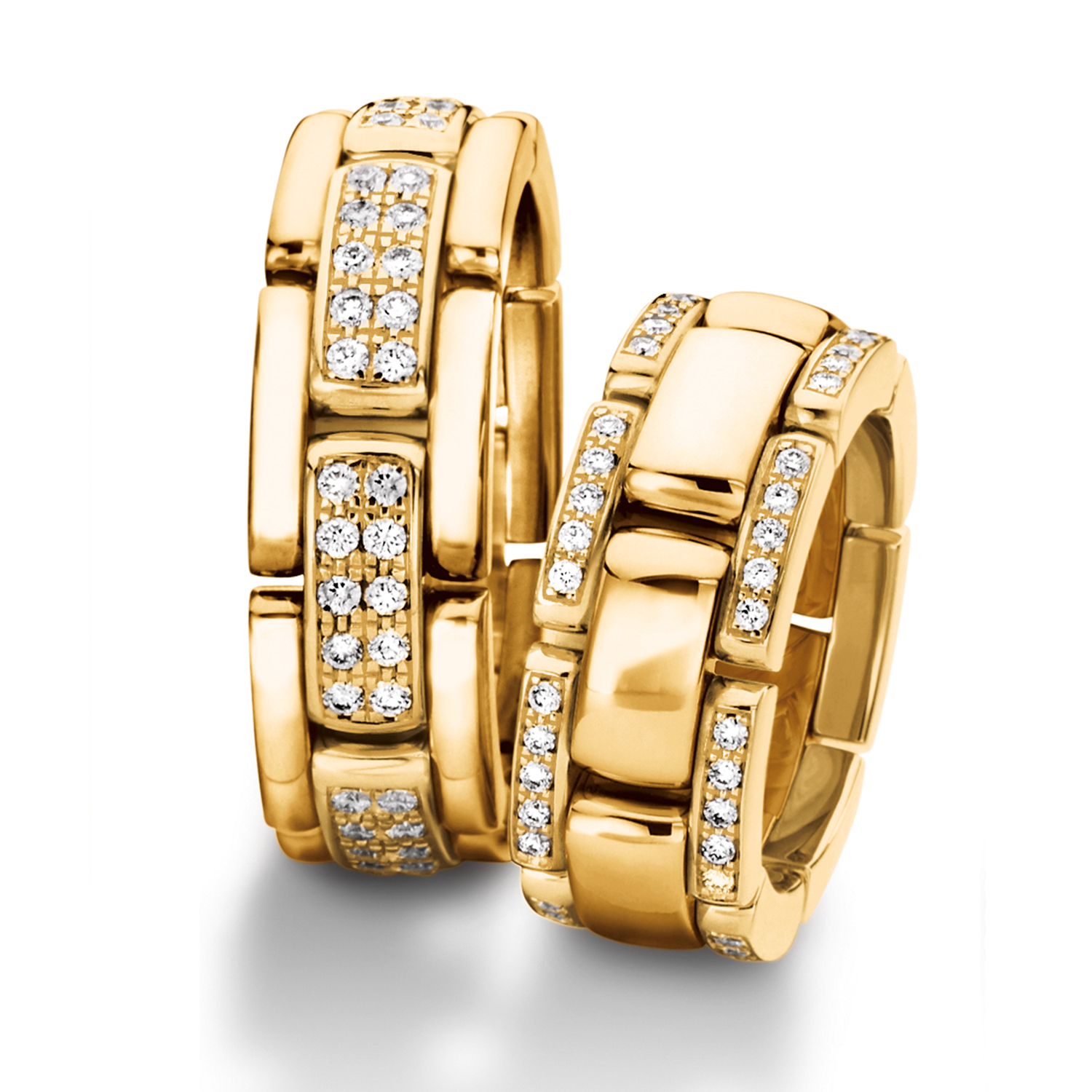 62-61660_62-51760-yellow Chain rings in gold, platinum and palladium with diamonds Furrer Jacot