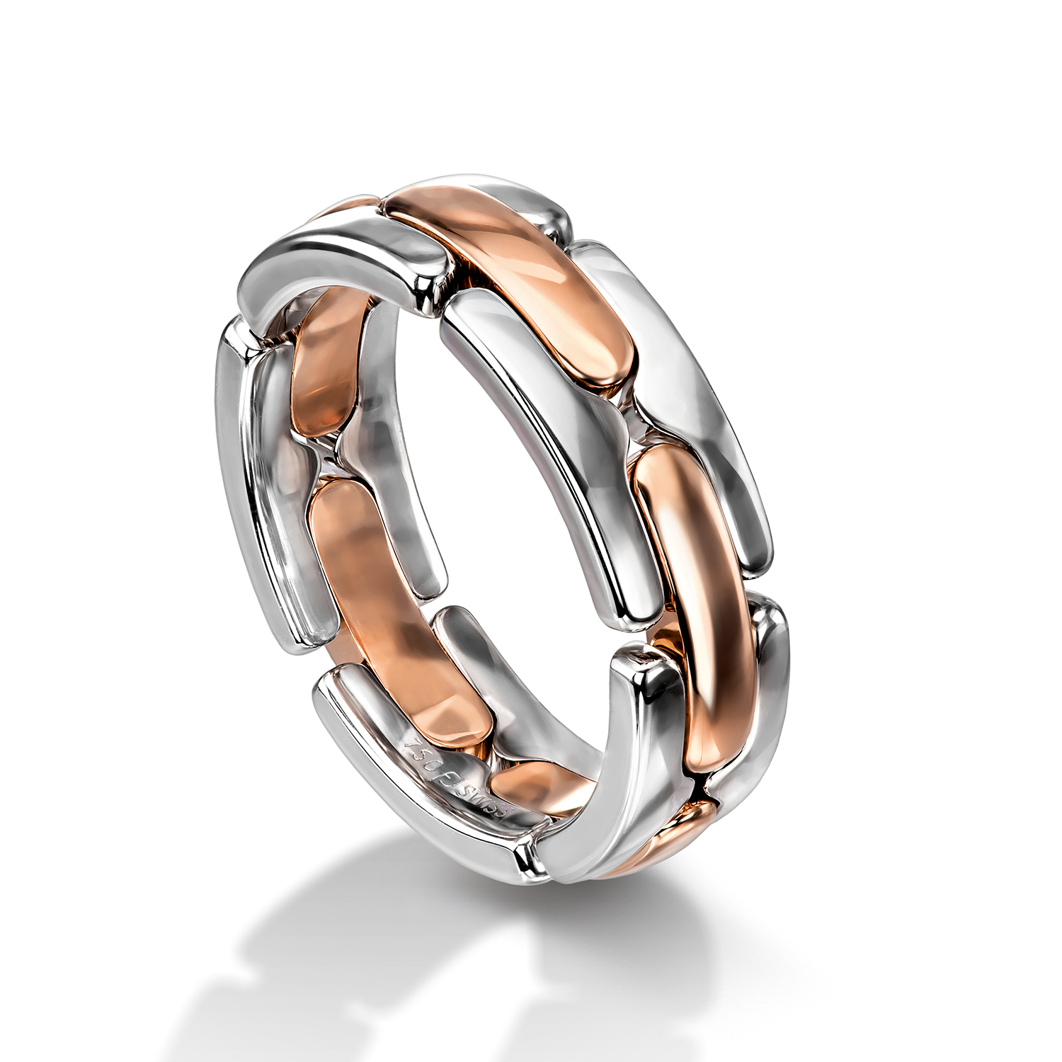 71-26940-0-0 Man's world chain ring in white and red gold
