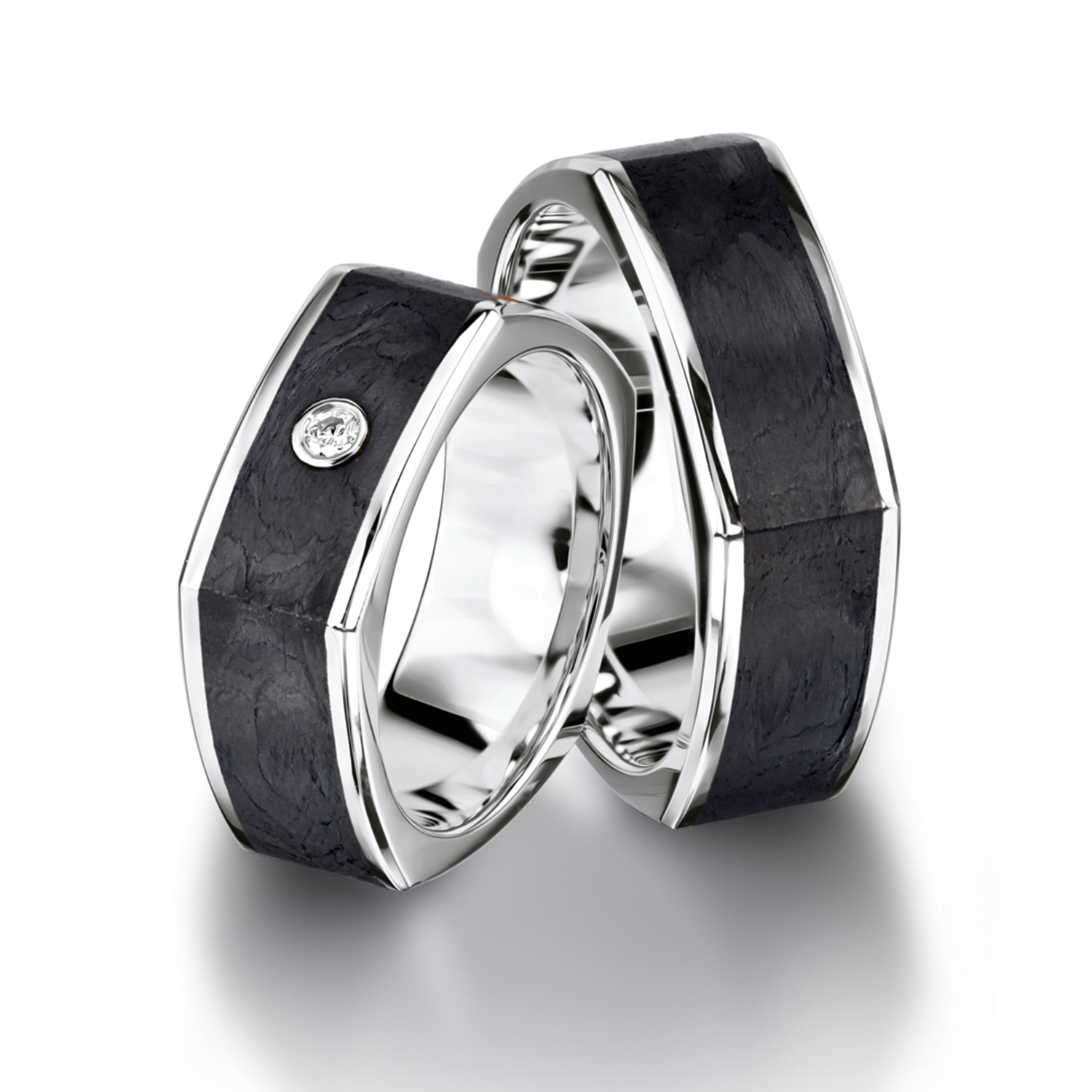 71-84090-0-0-white Carbon rings, black rings in gold, platinum and palladium with diamonds Furrer Jacot