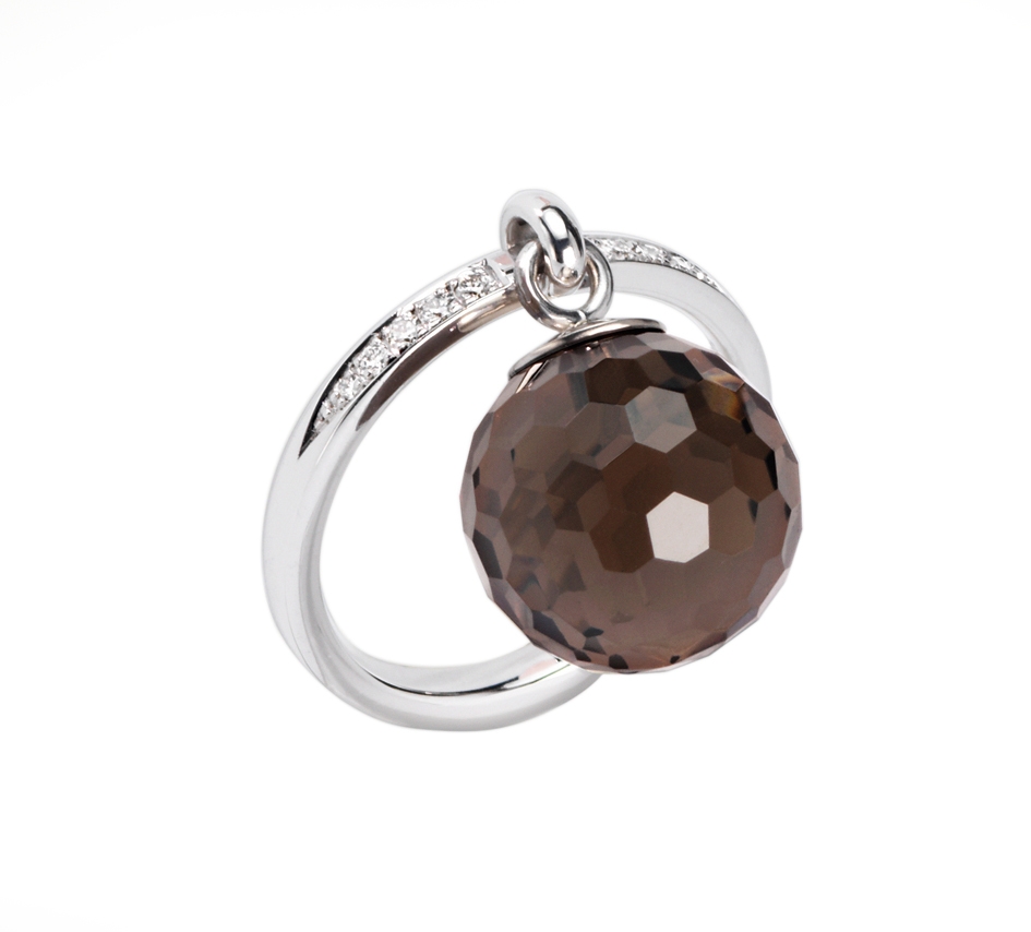 Ring with a smokey quartz and diamonds by Furrer Jacot