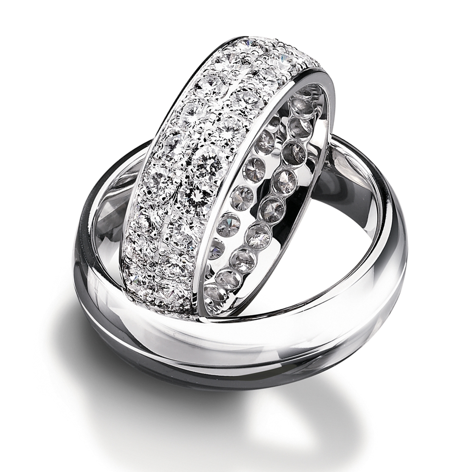 Diamond rings in gold, platinum and palladium with diamonds Furrer Jacot