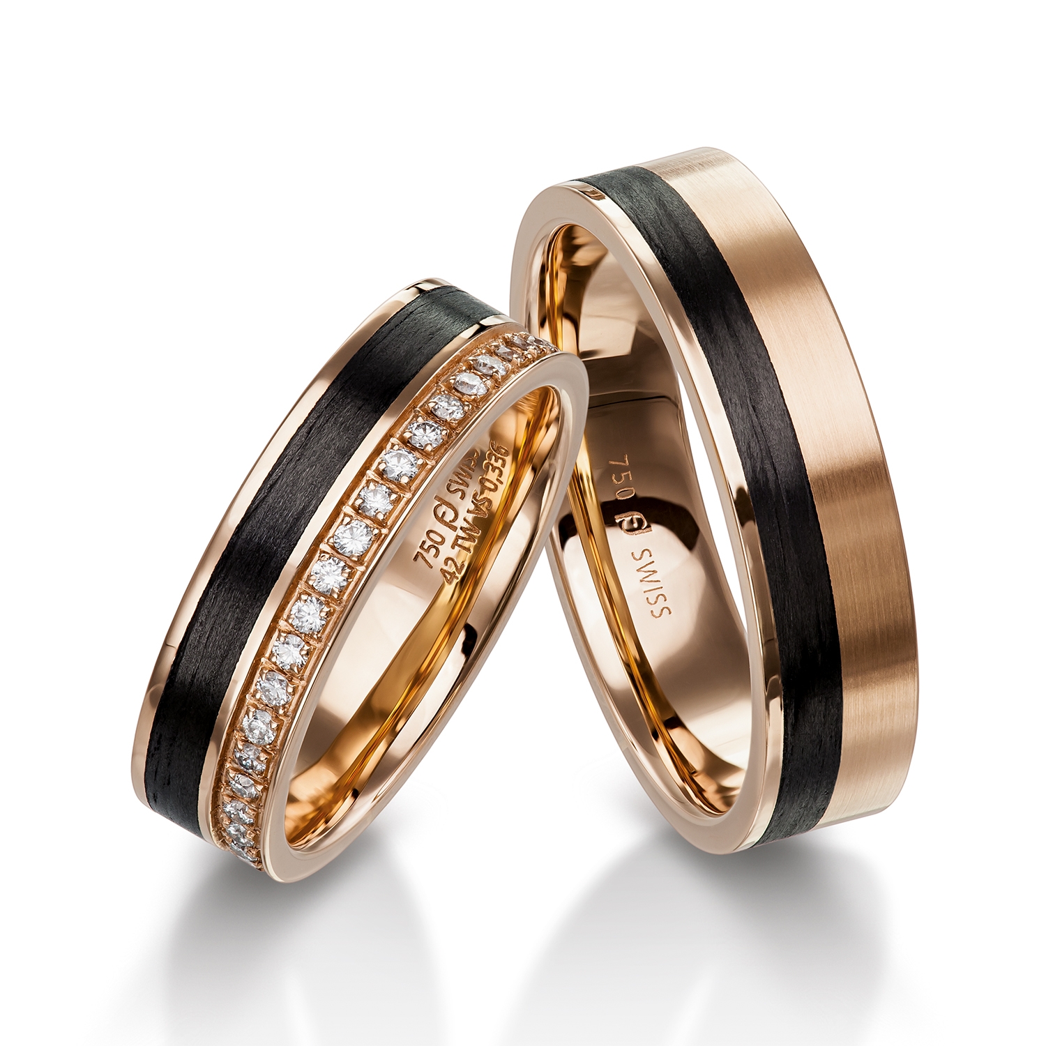 wedding bands, wedding rings, in gold, platinum, palladium, bicolor, with diamonds, carbon, black