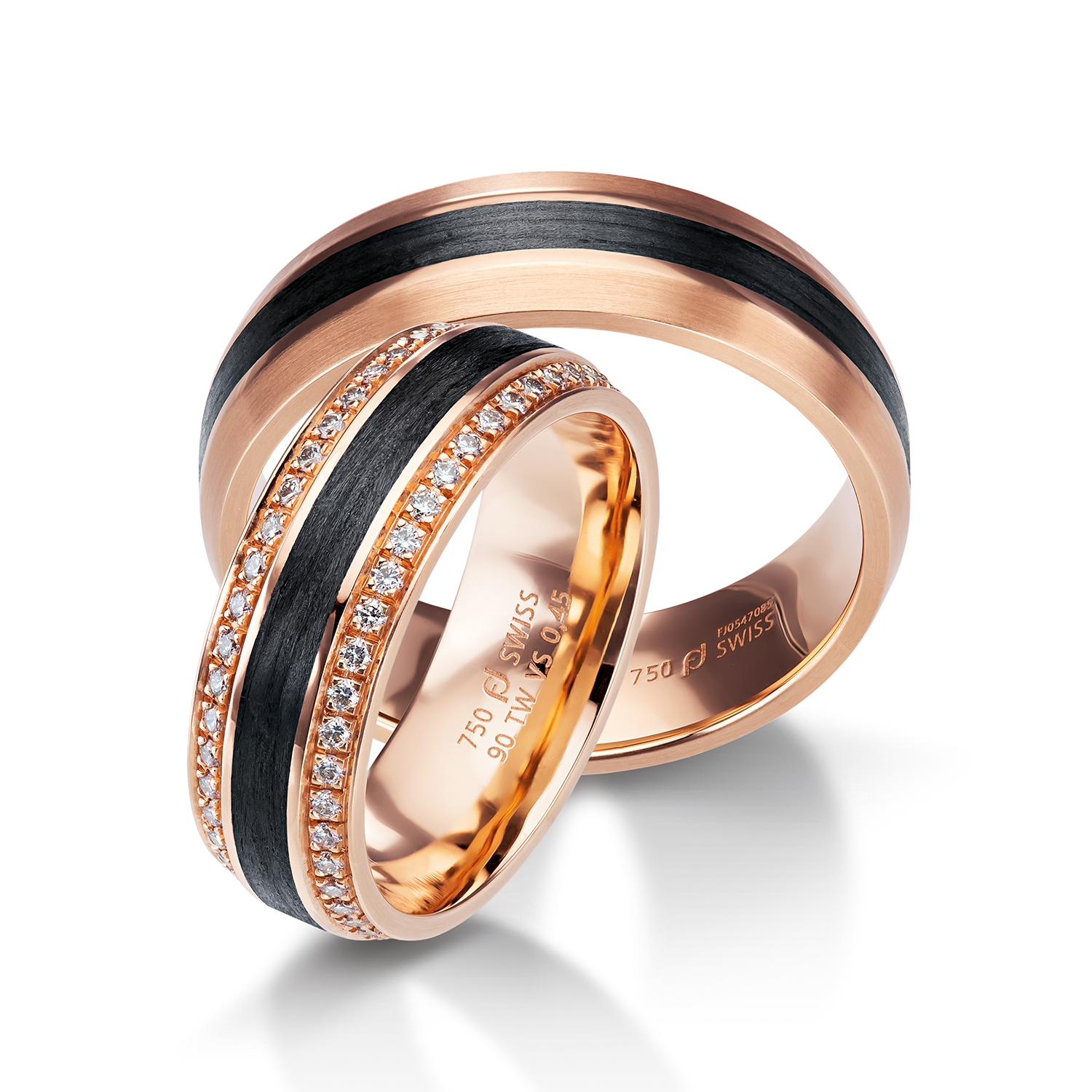 wedding bands, wedding rings, in gold, platinum, palladium, bicolor, with diamonds, carbon, black