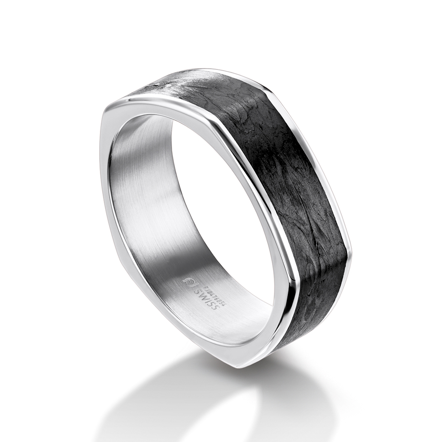 gents ring in palladium and carbon, black
