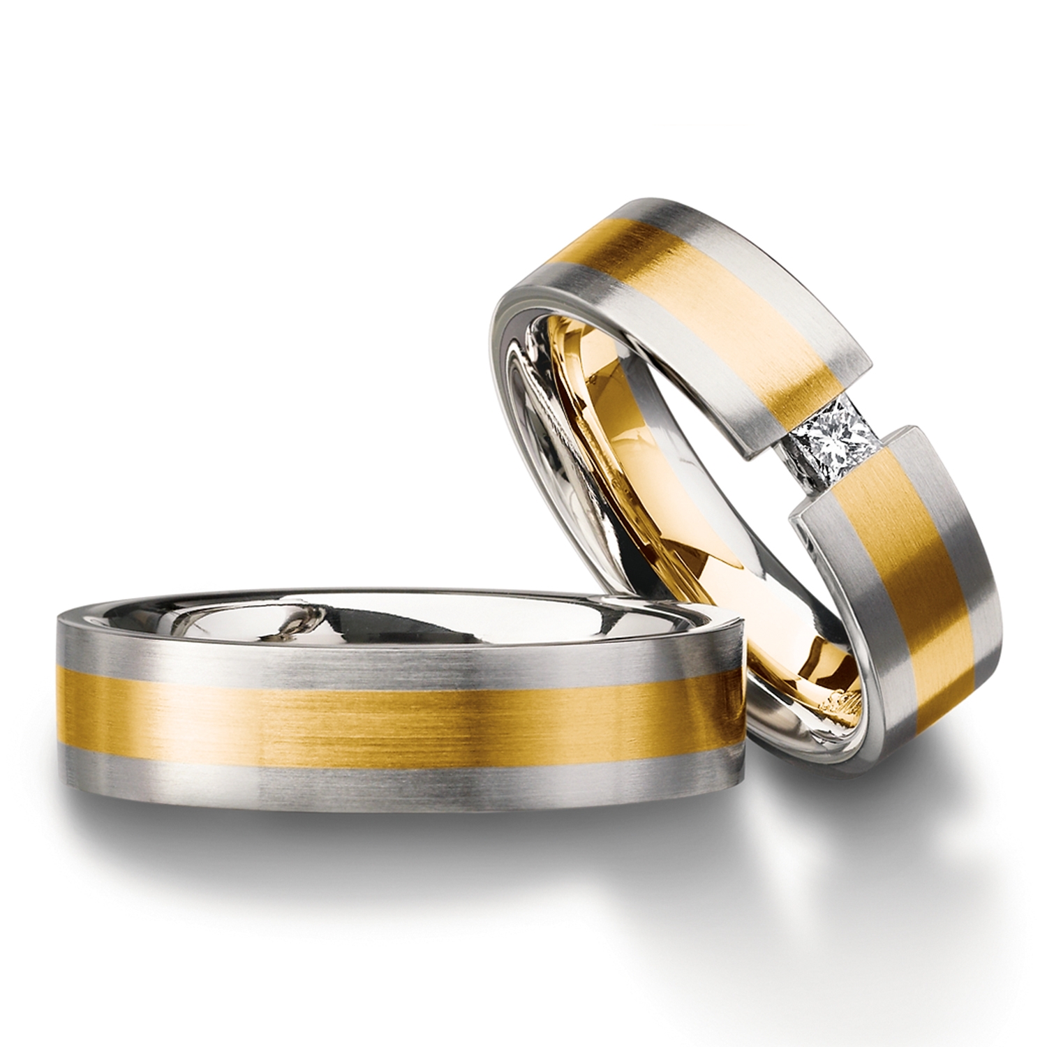 Rings in gold, platinum and palladium with diamonds Furrer Jacot