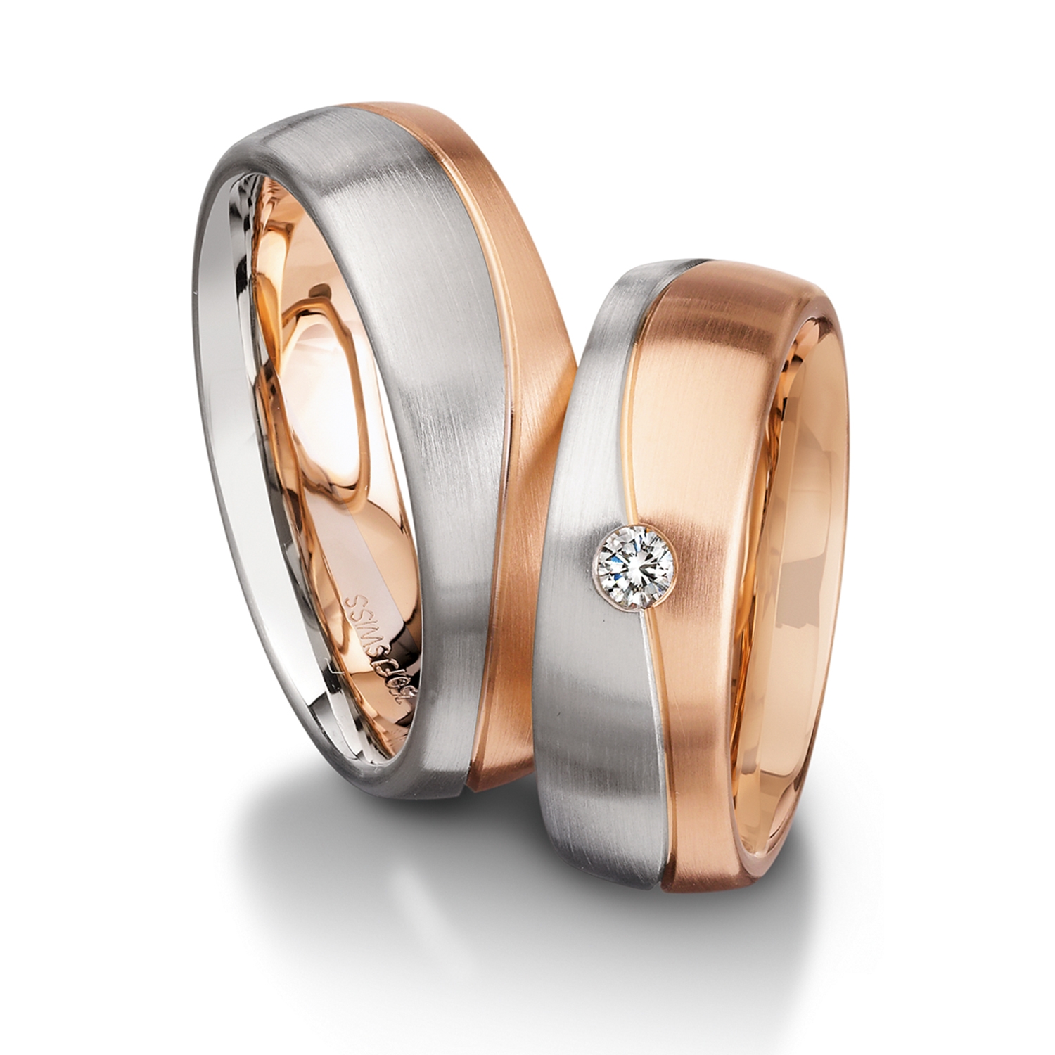 wedding bands in gold, platinum, palladium, multicolor with diamonds