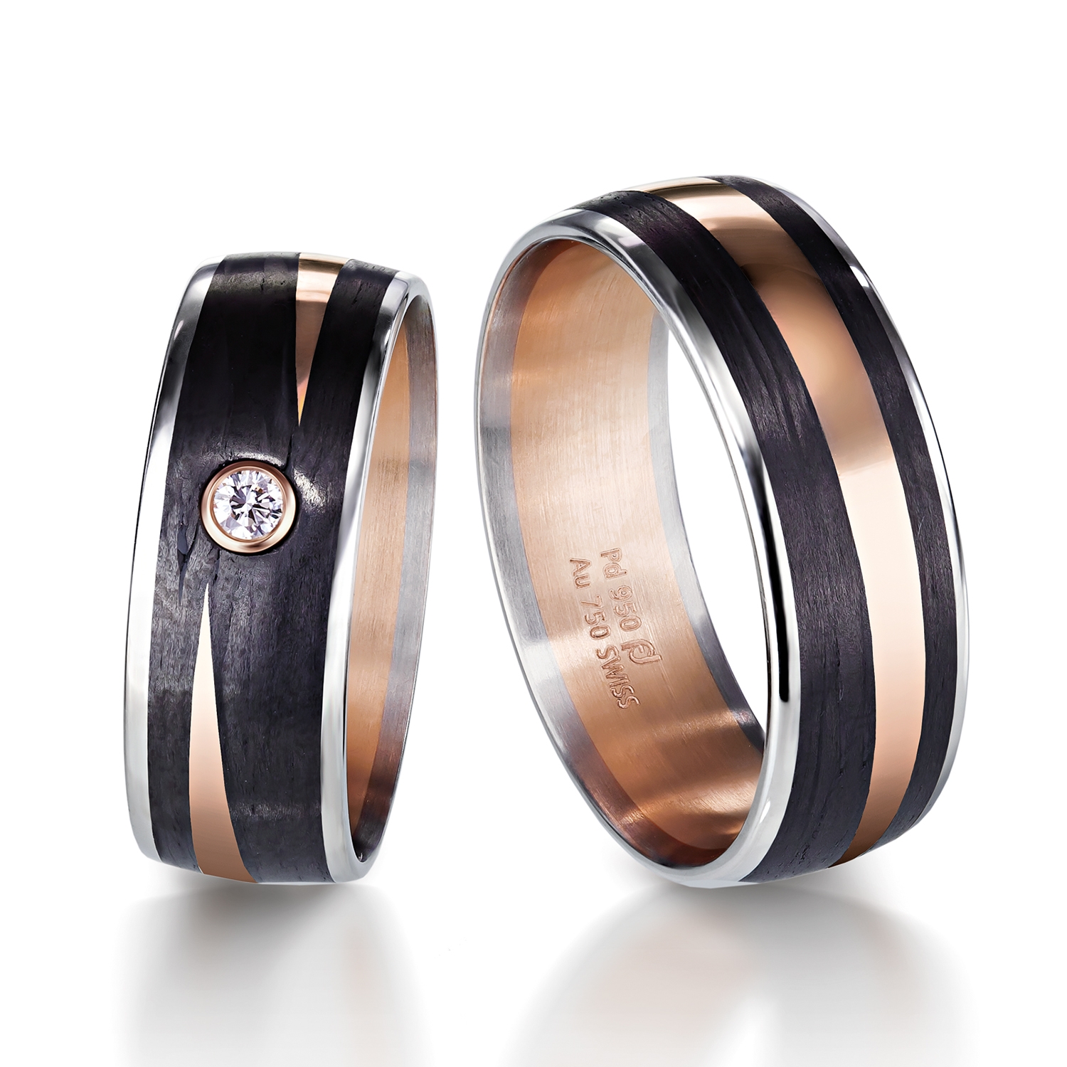 71-84290-0-0 wedding bands, wedding rings, in gold, platinum, palladium, bicolor, with diamonds, carbon, black