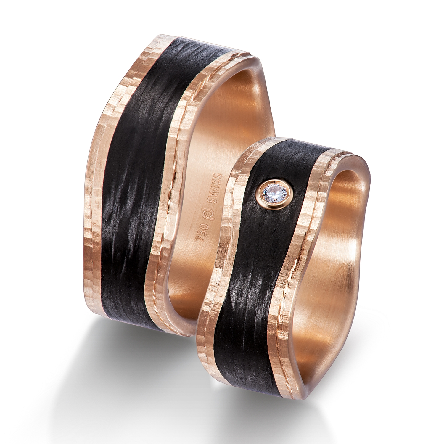 wedding bands, wedding rings, in gold, platinum, palladium, bicolor, with diamonds, carbon, black