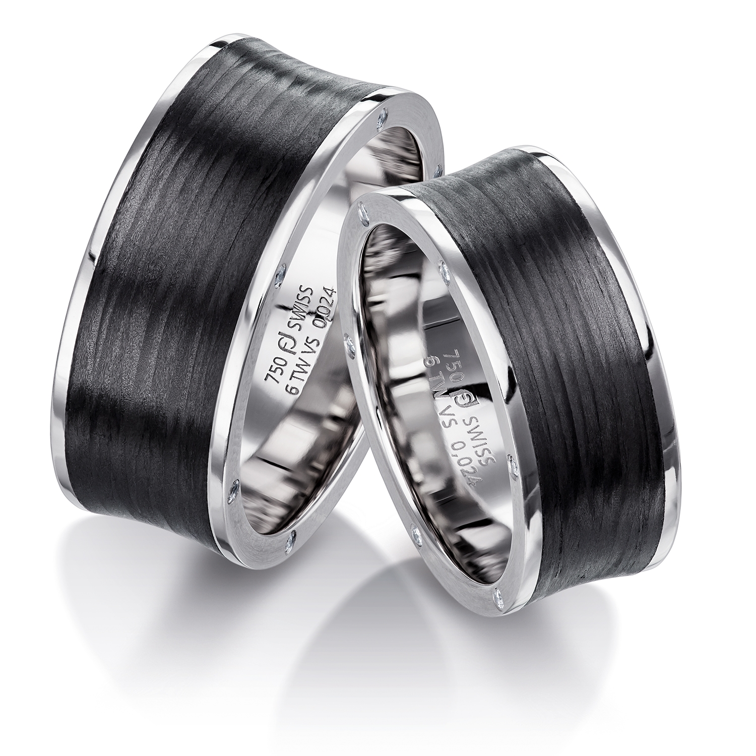 wedding bands, wedding rings, in gold, platinum, palladium, bicolor, with diamonds, carbon, black