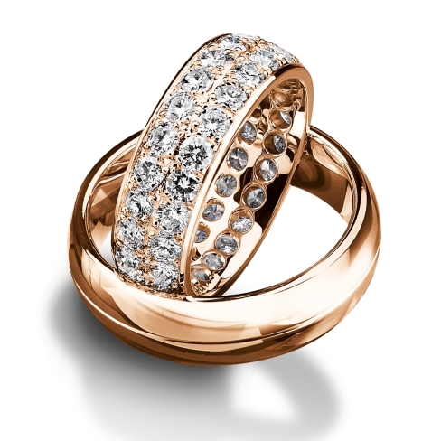 Diamond rings in gold, platinum and palladium with diamonds Furrer Jacot