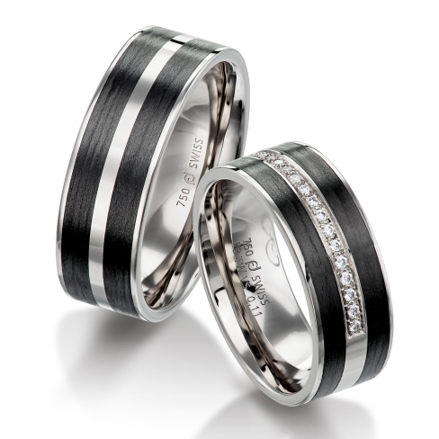 wedding bands, wedding rings, in gold, platinum, palladium, bicolor, with diamonds, carbon, black