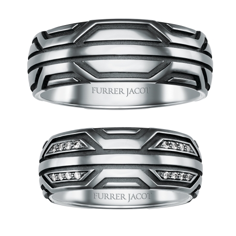 wedding rings Sci-Fi collection in white gold and black rhodium