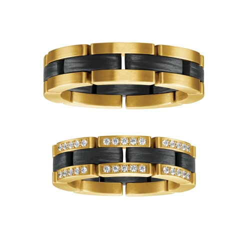 wedding bands, wedding rings, in gold, platinum, palladium, bicolor, with diamonds, carbon, black, chain rings, flexible rings
