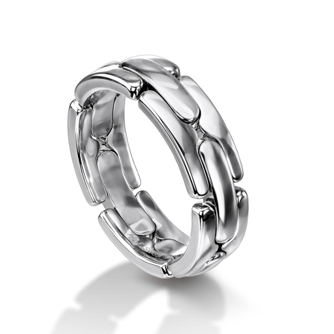 Man's world chain ring in white gold