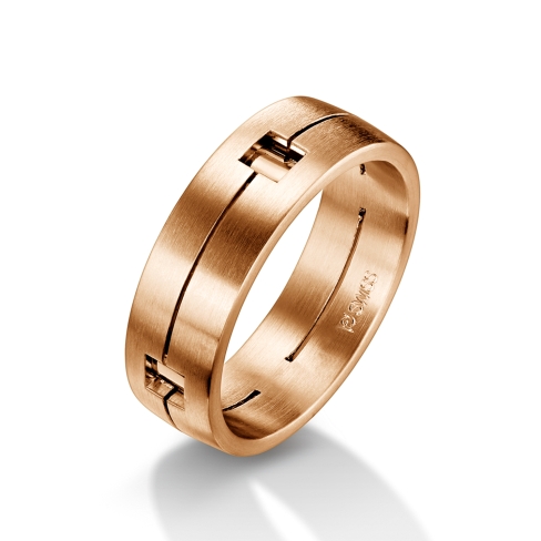 Man's world wedding rings in red gold