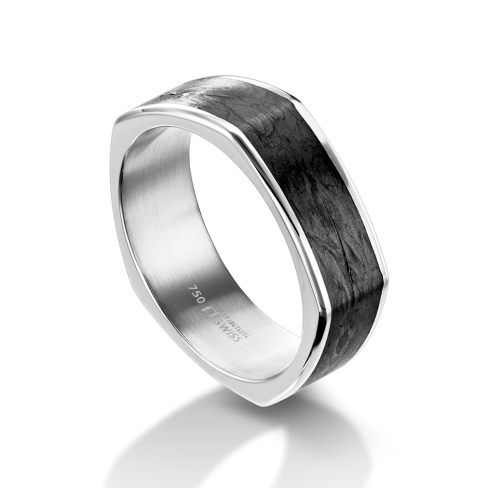 gents ring white and carbon, black