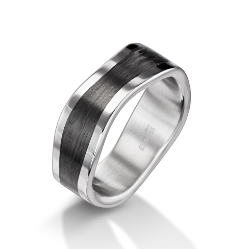 Man's world black wedding rings with carbon