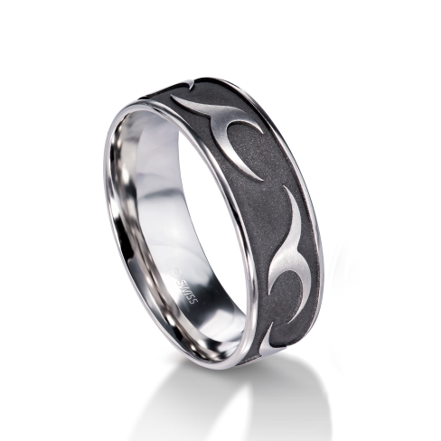 Man's world black wedding rings in platinum