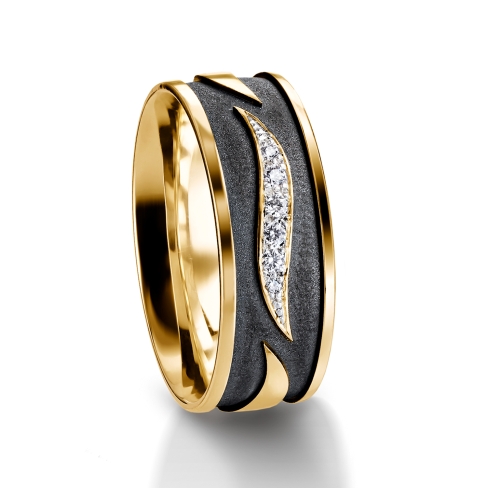 Diamond rings in gold, platinum, palladium and black with diamonds Furrer Jacot